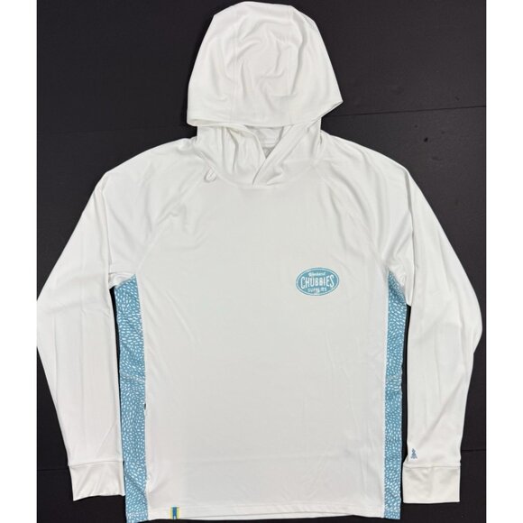 Chubbies Mens Sun Hoodie Size Medium White Graphic Pullover UPF Lightweight - Picture 1 of 13